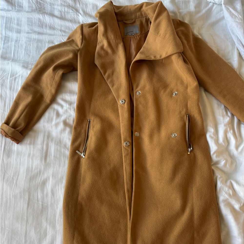 Vero Moda Camel Double-Breasted Trench Coat